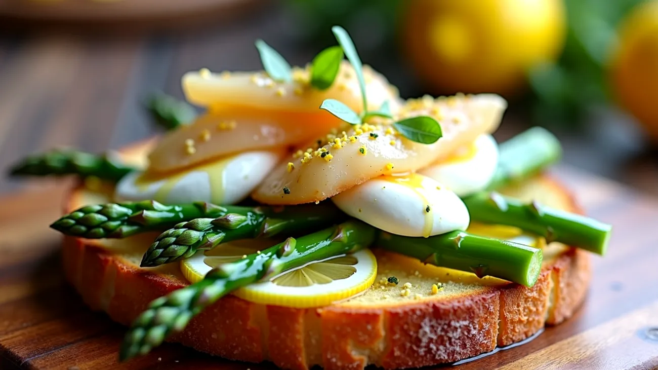Sole della Puglia cialdina croccante sgombro burrata asparagi verdi"