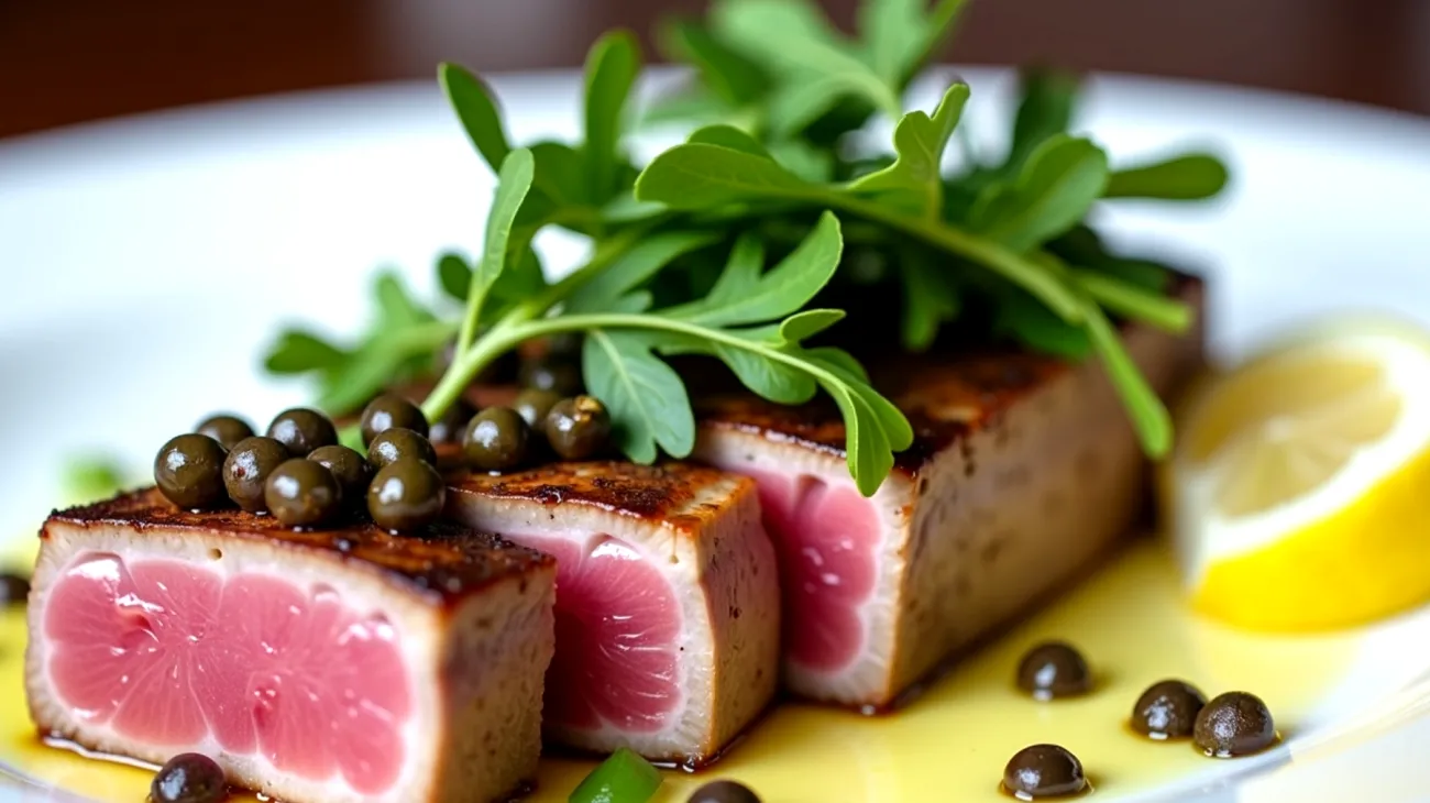 Tonno fresco Capperi di Pantelleria Rucola croccante"